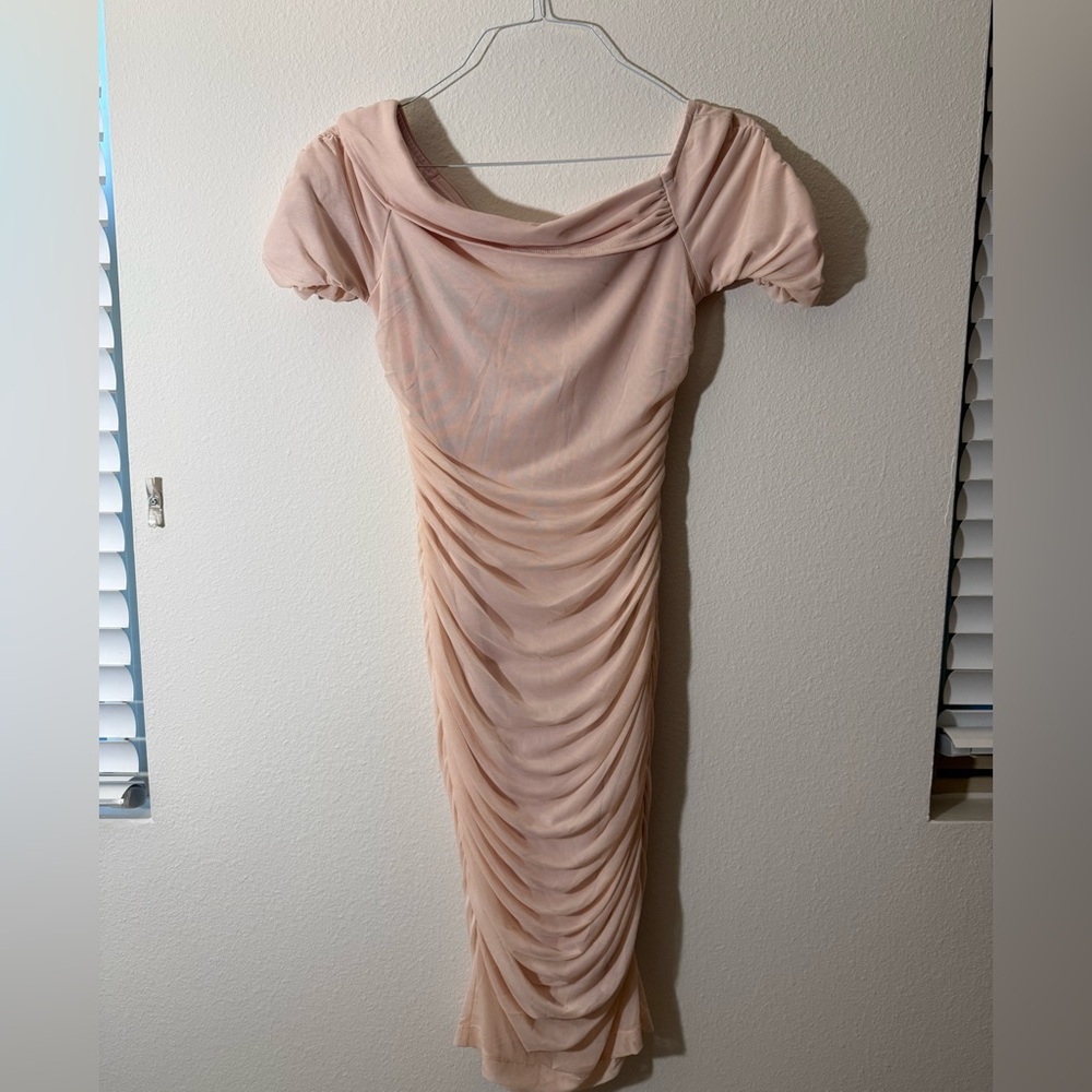 Elegant Pink Ruched Dress